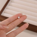 S925 sterling silver sun stud earrings with micro zircon stone in polished silver finish - Sun Silver Single Piece