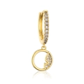 Orecchini a cerchio dorati con ciondolo a cerchio a farfalla in micro-pave di zirconi - Orecchino a Cerchio con Pendente a Farfalla Oro (EP2778)