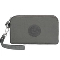 Custodia per cellulare in nylon grigio scuro con tre cerniere e cinturino da polso - grigio scuro
