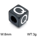 Black cube bead with letter Q for DIY jewelry making, 8mm stainless steel cube charm - Letter Q Black (KLJ1182-Z)