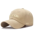 Berretto da baseball in cotone kaki con ricamo CREATION 3D e visiera parasole curva - Beige Chiaro