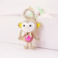 Crystal monkey keychain with gold plating and pink rhinestones on a white box - Single Piece / Pink
