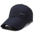 Classic navy blue baseball cap with long brim and fashion embroidery detail - One Size(Adjustable) / Navy Blue