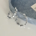 Pendientes en C geométricos de plata con estrellas brillantes y circonitas cuadradas - Plateado