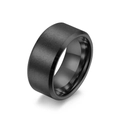 Anello minimalista in acciaio al tungsteno nero opaco spazzolato con superficie interna lucida - Taglia 7 / 10 mm
