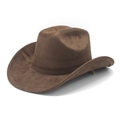 Klassischer brauner Western-Cowboyhut aus Wildleder mit breiter Krempe auf weißem Grund - M (56-59cm) / Braun (Wildleder)
