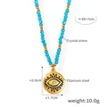 Handgefertigte Evil-Eye-Halskette mit blauen Kristallperlen und goldenen Details aus Titanstahl - Blauer Böser Blick / Blau