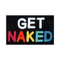Absorbent black bathroom mat with colorful Get Naked text and soft tufted texture - 50*80cm / GET NAKED-Black Base Colorful Letter