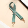 Adjustable wide woven bag strap in green and white geometric pattern with gold hooks - Jacquard Green and White (Gold Buckle)