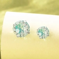 Light green zircon stud earrings in two sizes with silver titanium steel prong setting - 6mm / Cheese Yellow (A402-1)