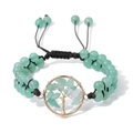 Detail of handmade Tree of Life charm with green natural stones and braided cord - FA0156-Green Aventurine