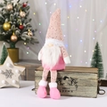 Gnomo de Navidad nórdico de peluche rosa con gorro de lentejuelas y piernas largas - Rosa