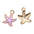 Starfish pendant with purple enamel and gold finish for DIY jewelry making - Starfish / Purple
