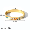 Colorful enamel inlay titanium steel bangle with 18k gold plating and geometric patterns - Abstract Color Block Style (TB7120-WT)