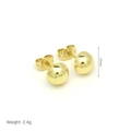 Detail view of 10mm gold-plated spherical stud earrings with 2.4g weight specification - 10mm