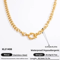 Golden stainless steel chain necklace with 5.57mm width, waterproof and hypoallergenic - Gold Metallic Texture Thick Necklace (XL31408)