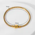 Golden 3mm stainless steel snake chain bracelet with cylindrical clasp in 19cm size - Gold Waist Clasp