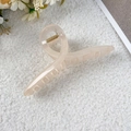 Elegant beige translucent jelly shark clip on soft white plush background décor - 13cm / Beige