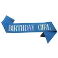 Blue glitter Birthday Girl sash with holographic silver lettering for party - One Size / Royal Blue Holographic - GIRL
