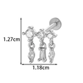 Silver star-shaped labret stud with cubic zirconia stones, dimensions 1.27x1.18cm - Triple Stone Drop Style (2608-7#银)