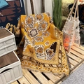 Yellow bohemian woven throw blanket with fringe and geometric patterns for camping decor - XT2022-10 (Bright Yellow Ethnic) / 160*130CM