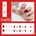Detail of Christmas press-on nails featuring Santa, snowflakes, and festive patterns - XMAS008 Santa Claus Red White