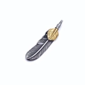 Vintage titanium steel feather pendant with eagle claw design in gold and silver finish - Style C Top Gold Feather Pendant (No Chain)