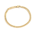 Pulsera de eslabones cubanos de acero dorado con placa lisa para grabado personalizado - 16.5cm / Dorado