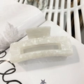 Large rectangular cream marble texture acetate hair claw clip with glossy finish - Creamy White Marble