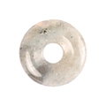 Polished grey and beige natural agate stone donut pendant with unique mineral inclusions - White Labradorite