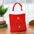 Sacchetto regalo di Natale rosso con albero ricamato e testo Merry Christmas - Stile Albero di Natale