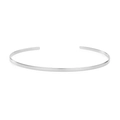 Brazalete abierto minimalista de acero inoxidable plateado con acabado pulido - Color Acero