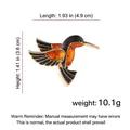 Enameled hummingbird brooch dimensions showing 1.93 inch length and 1.41 inch height - Enamel Hummingbird B07591