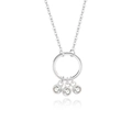 S925 sterling silver tassel necklace with polished ring and three sparkling zircons - White Gold