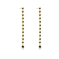 Lange goldene Quasten-Ohrringe mit schwarzen Zirkonia-Steinen für Damen im Lineardesign - Schwarz