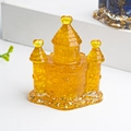 Translucent orange crystal resin castle figurine with gold foil flakes desktop decor - Citrine