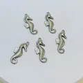 Set of five silver seahorse metal charms for marine style jewelry making accessories - Oil-pressed Seahorse / 5 Pieces / Steel