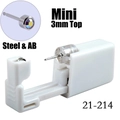 Mini disposable ear piercing gun with 3mm AB crystal 316L stainless steel stud - 3mm Steel & AB