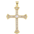 Religiöser Kreuzanhänger mit Goldbeschichtung und funkelnden Zirkonia-Mikro-Inlays - Rechteckiges Baguette Gold Kreuz (Stil 75)