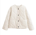 Women's cream white quilted lightweight jacket with button closure and side pockets - XS / Milky White