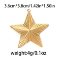 304 stainless steel star pendant in gold finish with radial striped texture and dimensions - Large Star / Gold
