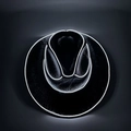Detail of black cowboy hat with bright white LED strip lighting for rave parties - Adult-Black White