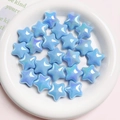 Light blue pentagram star beads with pearlescent rainbow finish for DIY jewelry crafts - Diameter 22mm / Solid Blue