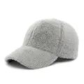 Winter plush gray baseball cap for women with soft fluffy texture and minimalist warm design - Adjustable / Gray