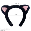 Cerchietto con orecchie di gatto in peluche nero, interno rosa e dimensioni - Cerchietto Nero
