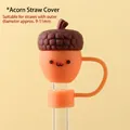 Pinecone-shaped silicone straw cover with cute face for 9-11mm wide drinking straws - Pine Cone (For 10mm Straws)