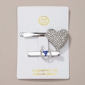 Set di fermagli per capelli in argento con cuore di strass e accento blu - Set 7 (Cuore Argento/Ferro di Cavallo Blu)