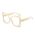 Lunettes de soleil carrées oversize avec monture crème et détail de branche en métal ajouré - Monture Beige