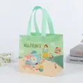 Eco-friendly Easter tote bag featuring cartoon bunnies and colorful eggs design - CBD016-Horizontal