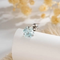 Surgical steel cartilage stud featuring a light blue hexagon-cut crystal in silver setting - Light Sea Blue Hexagon Zirconia Style (A923-7)